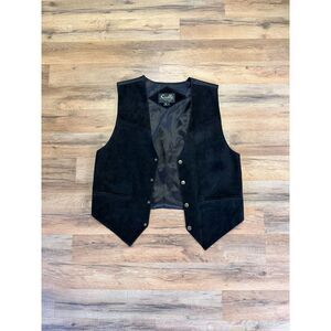 Scully Black Boars Suede Leather Vest Mens Silk Western Cowboy Brass Button M